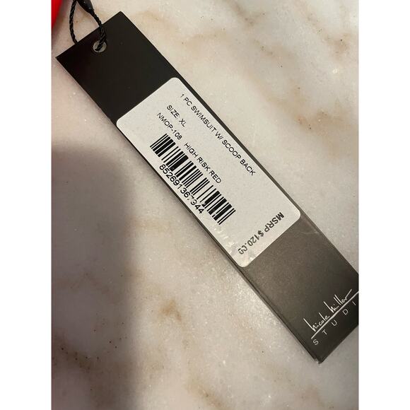 NEW Nicole Miller Studio Women's Scoop Back One Piece Swimsuit Red. Size XL. - Picture 9 of 9